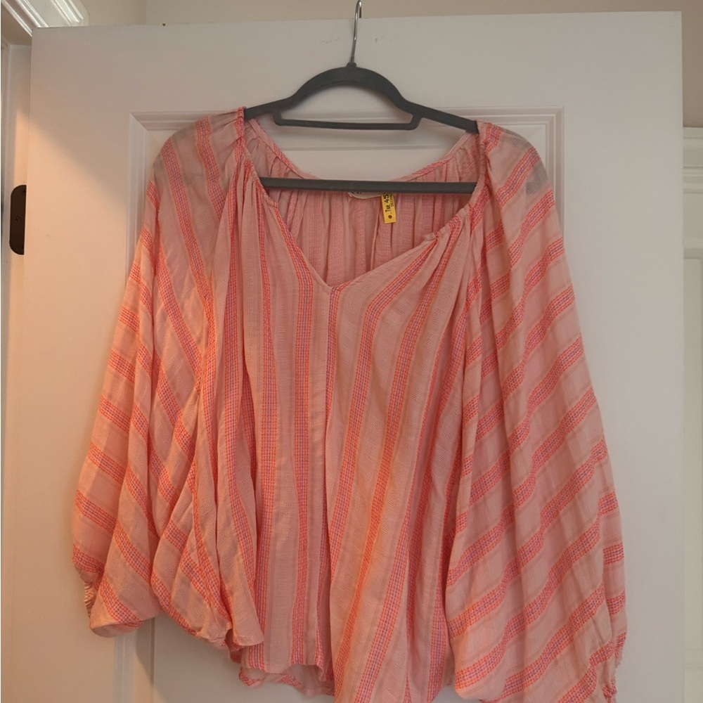 By Together Pink and Orange Striped Blouse